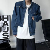 Hearujoy Mens Denim Shirt Asymmetrical Design Shoulder Pad Unisex Long Sleeved Shirt Autumn High Street Korean Cowboy y2k Top Man Clothes